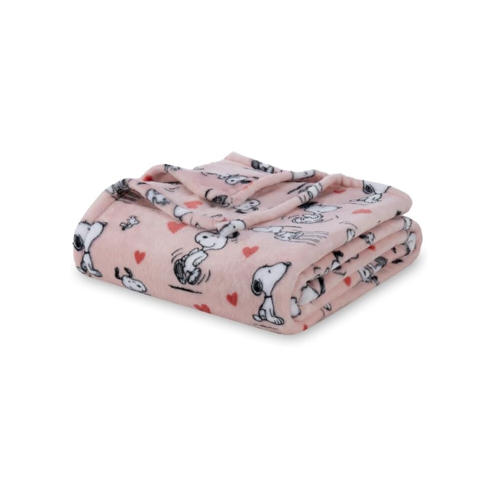Peanuts® VelvetLoft® Cute Character Snoopy Plush Throw Blanket,Peanuts Poses and Paws Grey,Throw 55 in x 70 in (Official Peanuts® Product)