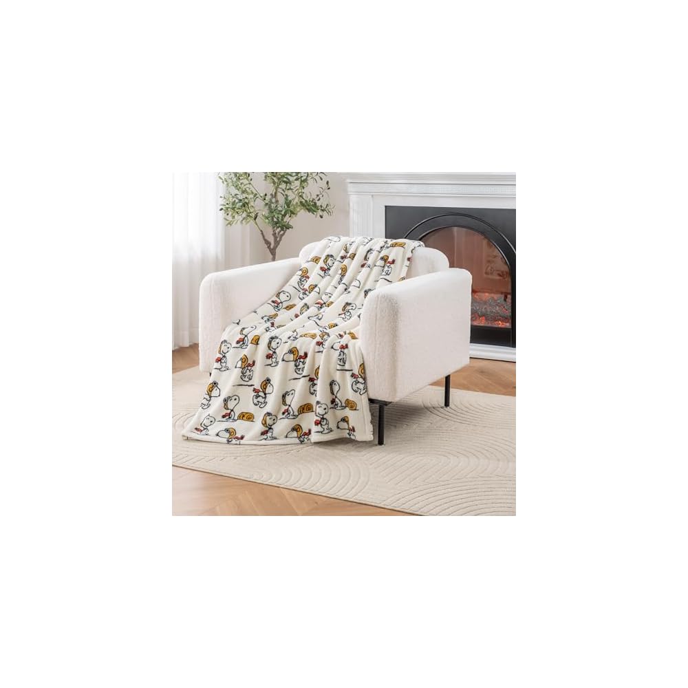 Peanuts® VelvetLoft® Cute Character Snoopy Plush Throw Blanket,Peanuts Poses and Paws Grey,Throw 55 in x 70 in (Official Peanuts® Product)