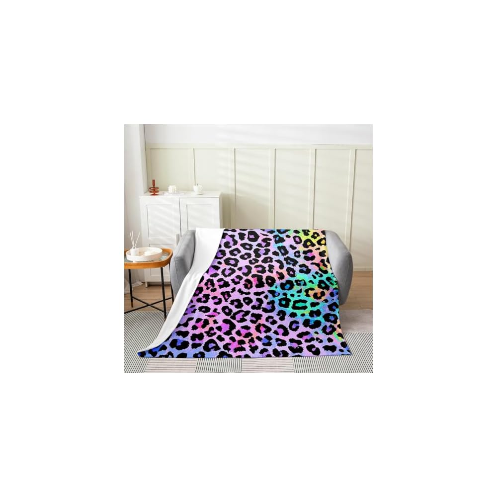 Women Cheetah Printed Blanket Lightweight,Colorful Throw 50x60 Inch