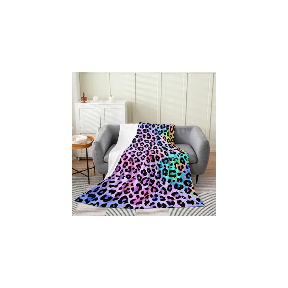 Women Cheetah Printed Blanket Lightweight,Colorful Throw 50x60 Inch