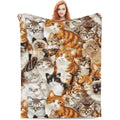 Cute Cat Flannel Fleece Bed Blanket Throw Blanket Lightweight Cozy Plush Blanket for Bedroom Living Rooms Sofa Couch 80"x60"